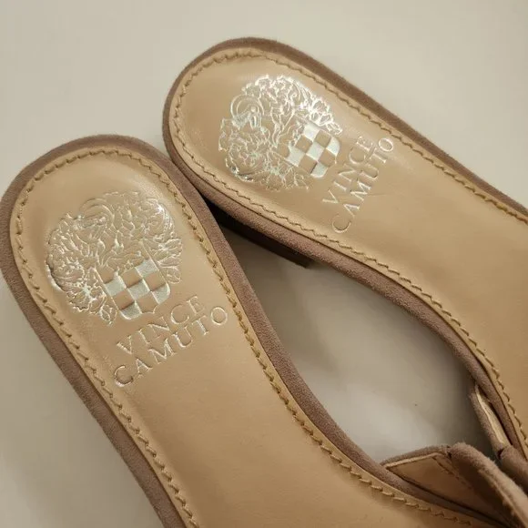 Vince Camuto Womens Suede Mules 8M Tan Slip-On Shoes - Picture 6 of 10